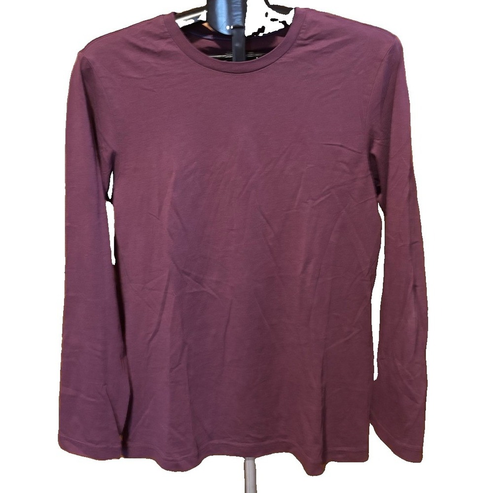 Mack Weldon Mens M Purple Pima Cotton Long Sleeve Crewneck Tee Layering Eggplant